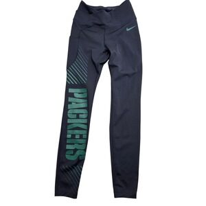 Nike Dri-FIT NFL Green Bay Packers Legging Womens XS Black Green Athletic Tights
